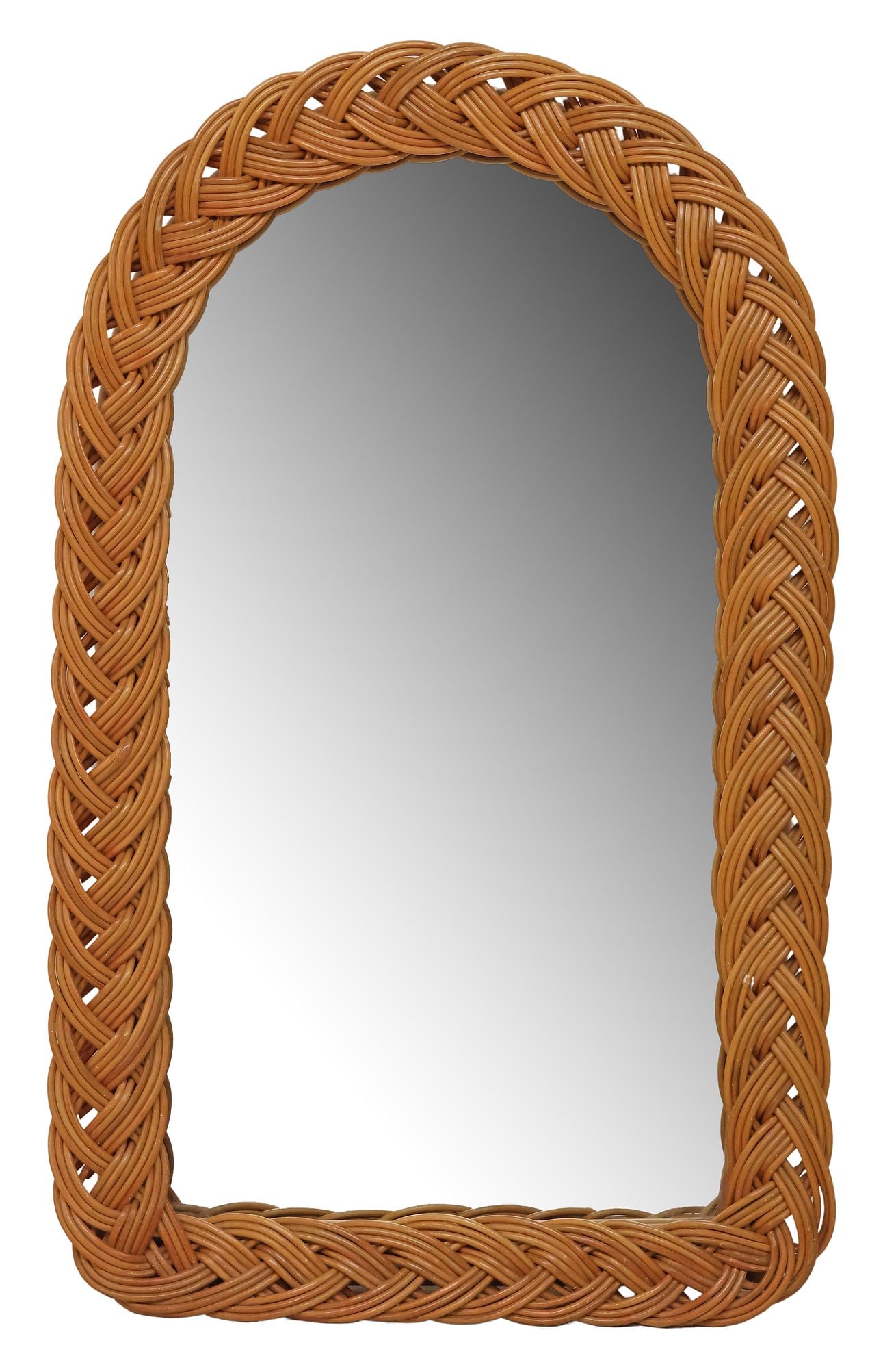 ITALIAN WOVEN RATTAN ARCHED WALL MIRROR (1 of 3)
