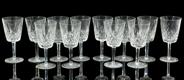 (12) WATERFORD 'LISMORE' CUT CRYSTAL WATER GOBLETS