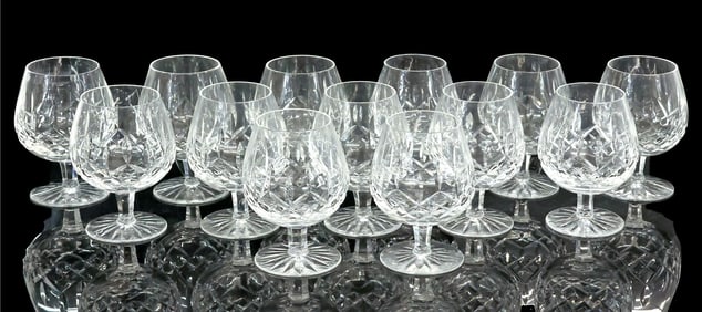 (13) WATERFORD 'LISMORE' CUT CRYSTAL BRANDY SNIFTER GLASSES