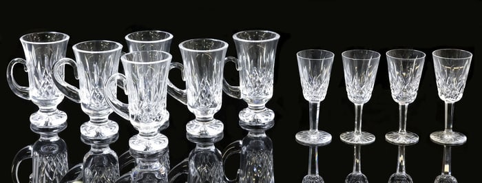 (10) WATERFORD 'LISMORE' CUT CRYSTAL SHERRY & IRISH COFFEE GLASSES
