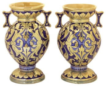 (2) GUALDO TADINO ITALIAN MAJOLICA LUSTER VASES