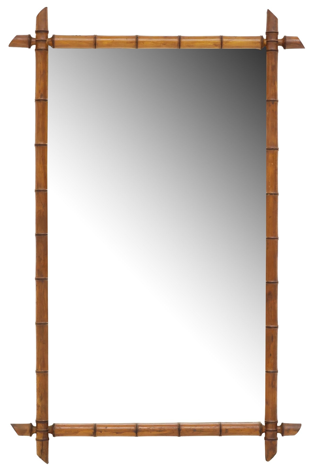 FRENCH TURNED WOOD FAUX BAMBOO MIRROR, 50" X 33" (1 of 3)