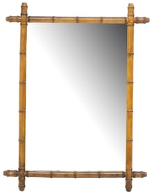 FRENCH TURNED WOOD FAUX BAMBOO MIRROR, 36.5" X 28"