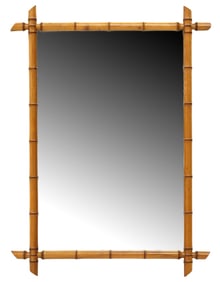 FRENCH TURNED WOOD FAUX BAMBOO MIRROR, 43" X 31.5"