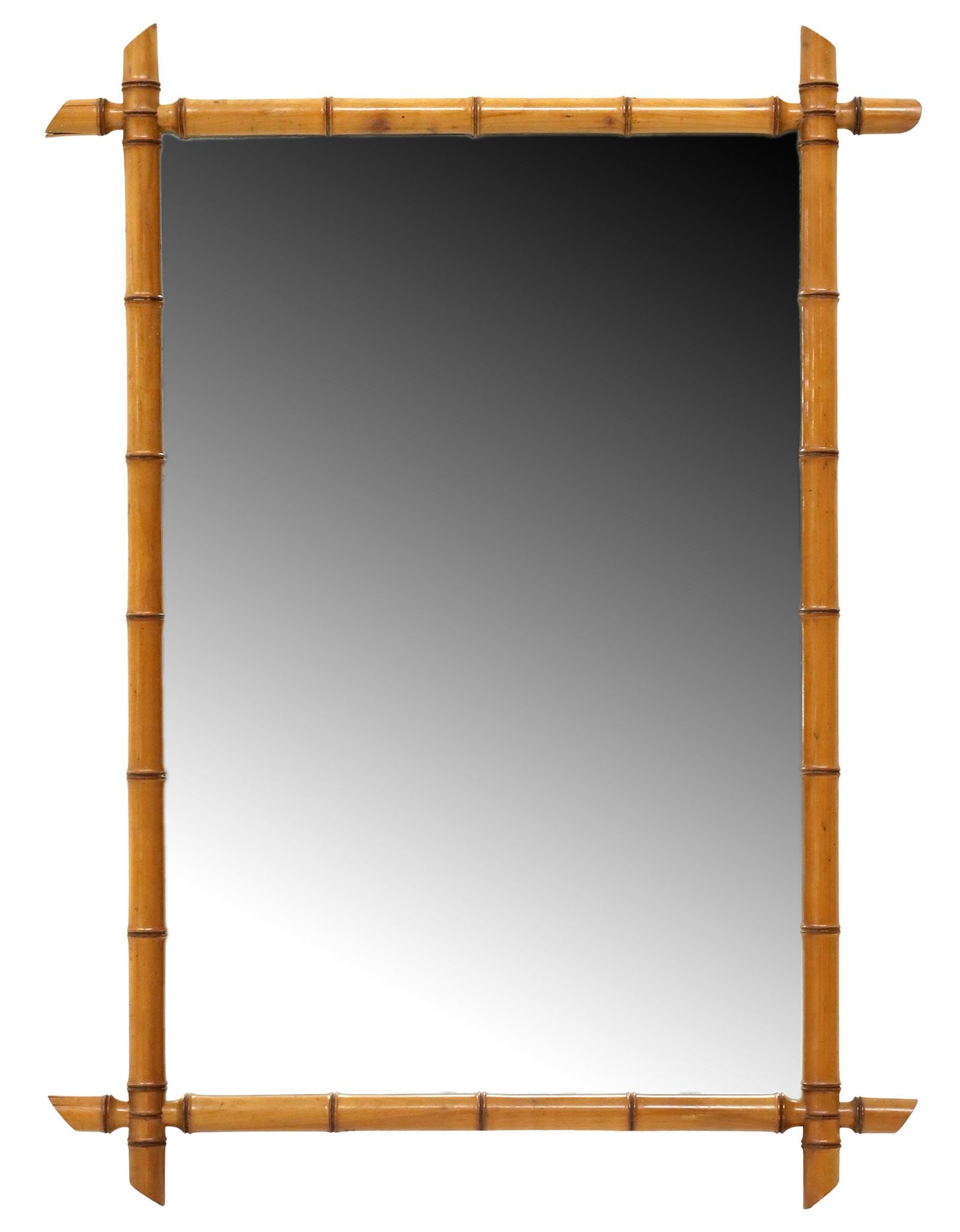 FRENCH TURNED WOOD FAUX BAMBOO MIRROR, 43" X 31.5" (1 of 3)