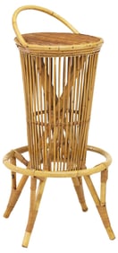 ITALIAN MID-CENTURY BAMBOO & RATTAN BAR STOOL