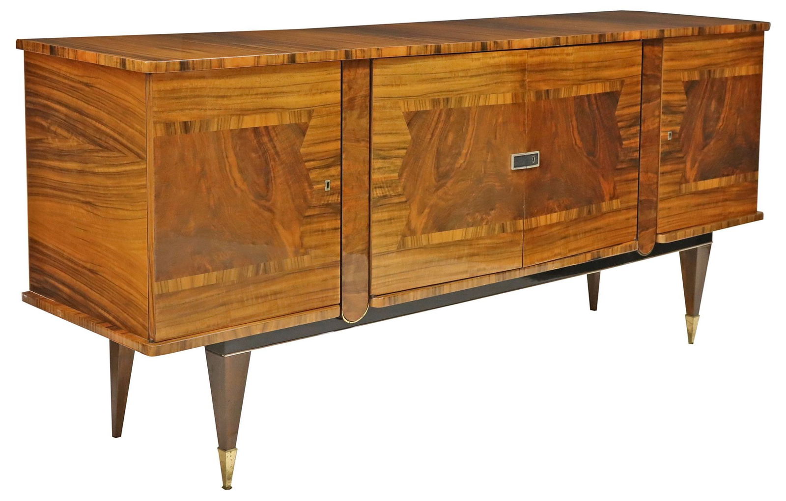 FRENCH MID-CENTURY MODERN FIGURED WALNUT SIDEBOARD (1 of 6)
