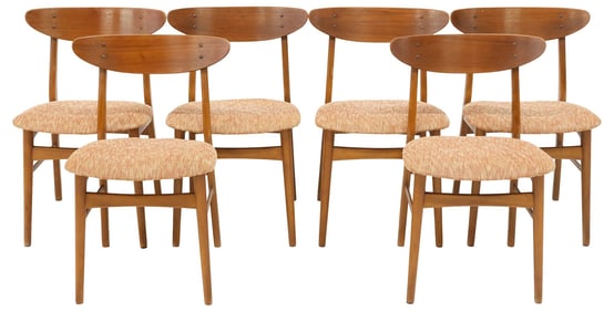(6) DANISH MID-CENTURY MODERN UPHOLSTERED TEAK DINING CHAIRS