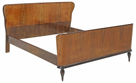 ITALIAN MID-CENTURY MODERN PARCEL-EBONIZED WALNUT BED