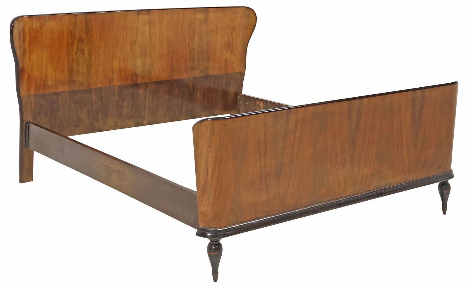 ITALIAN MID-CENTURY MODERN PARCEL-EBONIZED WALNUT BED (1 of 3)