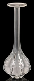 FRENCH LALIQUE FROSTED ART CRYSTAL SOLIFLORE VASE