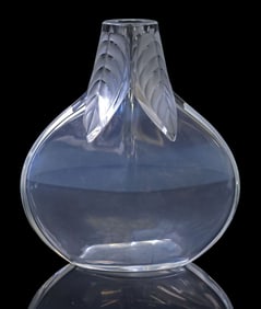 FRENCH LALIQUE ART CRYSTAL 'OSUMI' LEAFY BUD VASE