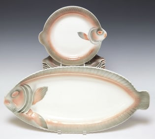 FRENCH DIGION & SARREGUEMINES FAIENCE FISH SERVICE