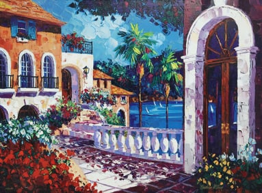 BARBARA McCANN (1948-2011) HAND-EMBELLISHED GICLEE, FRENCH RIVIERA