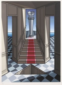 FLAVIO COSTANTINI (1926-2013) SERIGRAPH PRINT, SURREALIST LANDSCAPE