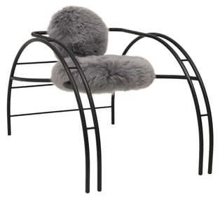 LES AMISCA 'QUEBEC 69'  SHEEPSKIN UPHOLSTERED & STEEL SPIDER CHAIR