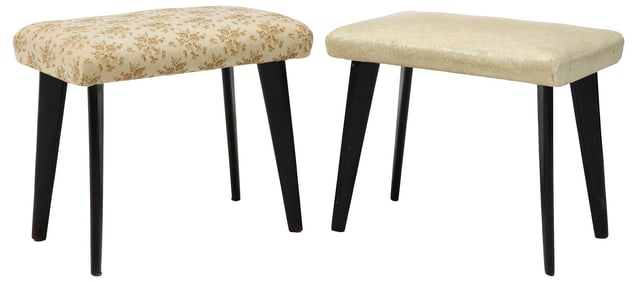 (2) ITALIAN MID-CENTURY MODERN UPHOLSTERED STOOLS