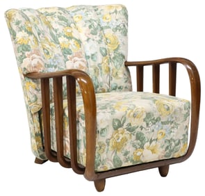 PAOLO BUFFA (ATTRIB.) MID-CENTURY MODERN UPHOLSTERED LOUNGE CHAIR