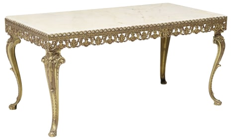 ITALIAN MARBLE-TOP GILT METAL COFFEE TABLE