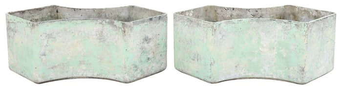 (2) MANNER OF WILLY GUHL MODERNIST CONVEX PLANTERS