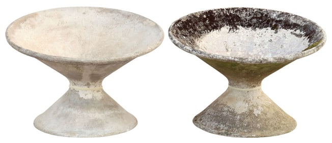 (2) MANNER OF WILLY GUHL MODERNIST OFF-KILTER PLANTERS