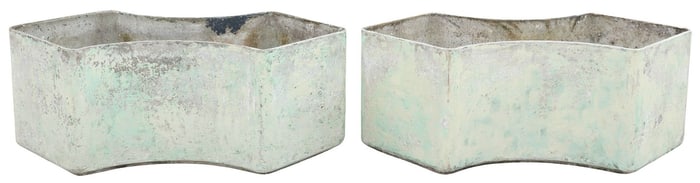 (2) MANNER OF WILLY GUHL MODERNIST CONVEX PLANTERS
