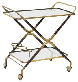 ITALIAN MID-CENTURY MODERN MAHOGANY & BRASS SERVICE CART