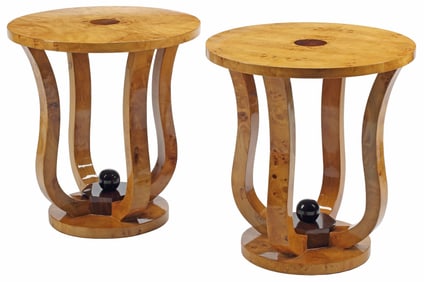 (2) ART DECO STYLE SCULPTURAL SIDE TABLES