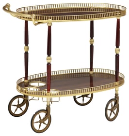 FRENCH TWO-TIER GILT-METAL SERVICE BAR CART