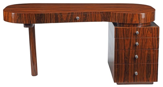 ART DECO STYLE SCULPTURAL 4-DRAWER WRITING DESK