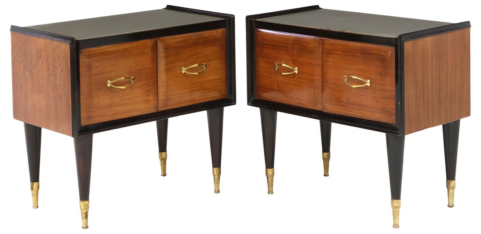 (2) ITALIAN MID-CENTURY MODERN GLASS-TOP NIGHTSTANDS (1 of 5)