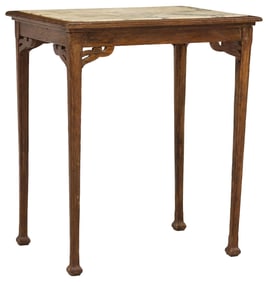 ITALIAN LIBERTY STILE / ART NOUVEAU MARBLE-TOP OAK SIDE TABLE