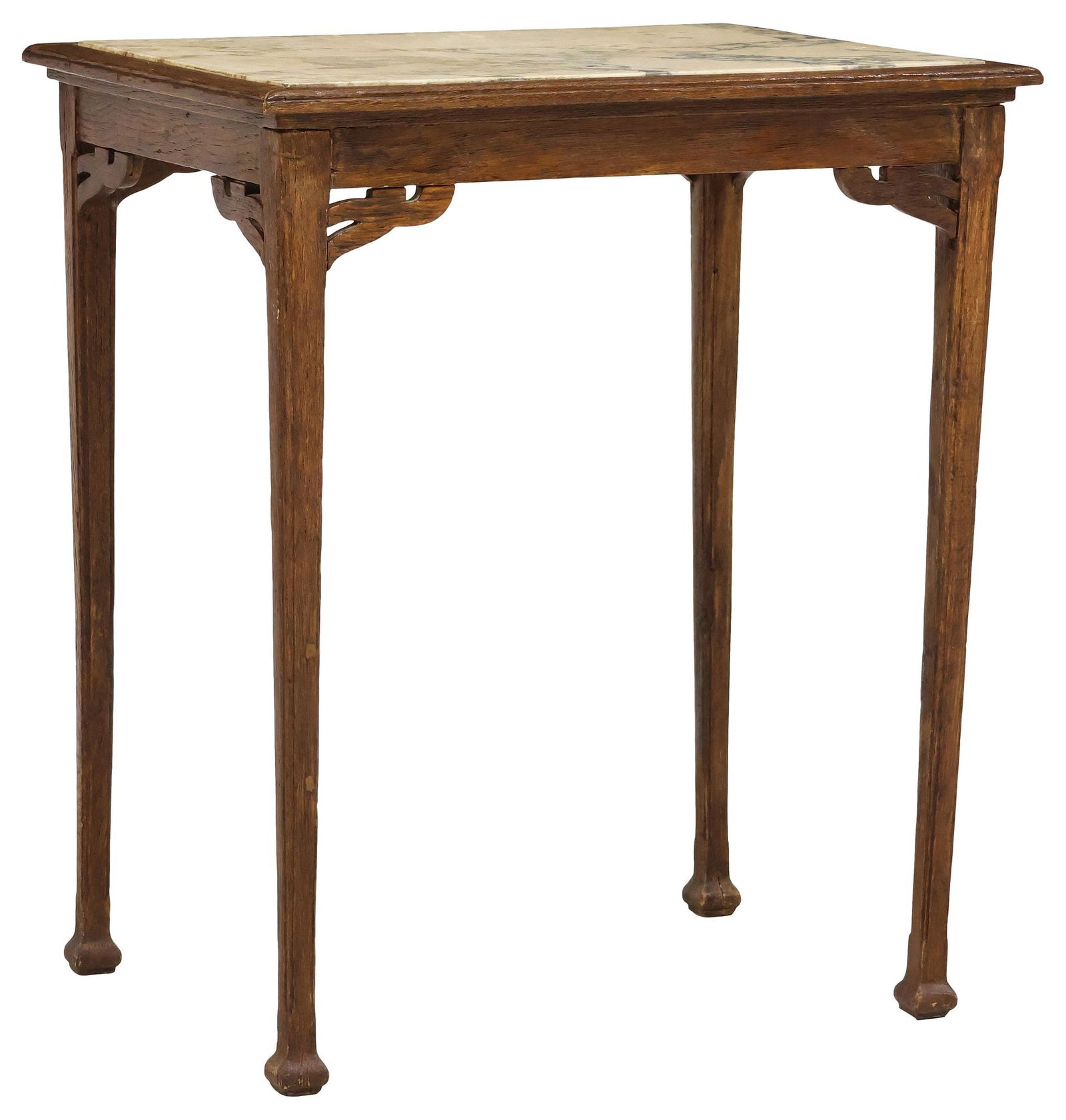 ITALIAN LIBERTY STILE / ART NOUVEAU MARBLE-TOP OAK SIDE TABLE (1 of 4)
