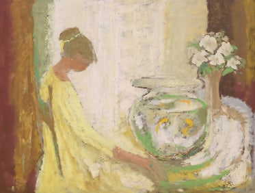 DONALD S. VOGEL (1917-2004) PAINTING, "GOLDFISH & REFLECTIONS"