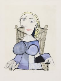 ESTATE-SIGNED LITHOGRAPH AFTER PABLO PICASSO, 'FEMME BLONDE AU FAUTEUIL'