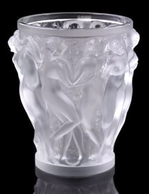 FRENCH LALIQUE 'BACCHANTES' FIGURAL GLASS VASE