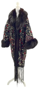 LADIES DESIGNER ADRIENE LANDAU NORWEGIAN FOX & FRINGED COAT WITH TAGS