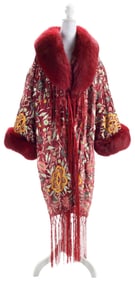 LADIES DESIGNER ADRIENE LANDAU NORWEGIAN FOX & FRINGED COAT WITH TAGS