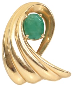ESTATE 14KT YELLOW GOLD & 1CT EMERALD SLIDE PENDANT
