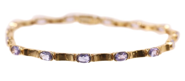 ESTATE 14KT GOLD & TANZANITE LINE BRACELET