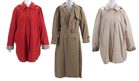 (3) LADIES DESIGNER BURRBERRY FULL-LENGTH TRENCH & ZIPPER COATS/ JACKETS
