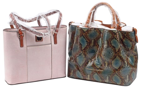 (2) ESTATE DESIGNER DOONEY & BOURKE REPTILE PRINT LEATHER HANDBAGS