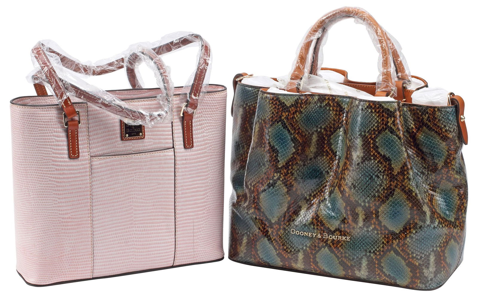 (2) ESTATE DESIGNER DOONEY & BOURKE REPTILE PRINT LEATHER HANDBAGS (1 of 5)