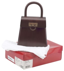 SCARCE SALVATORE FERRAGAMO WOOD 'KELLY'  HANDBAG IN ORIGINAL BOX