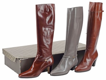 (3PR) LADIES DESIGNER SALVATORE FERRAGAMO LEATHER BOOTS