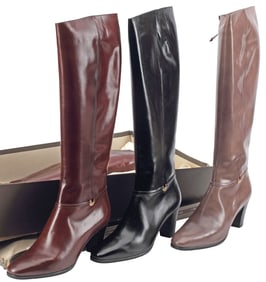 (3PR) LADIES DESIGNER SALVATORE FERRAGAMO 'FARISIA' LEATHER BOOTS