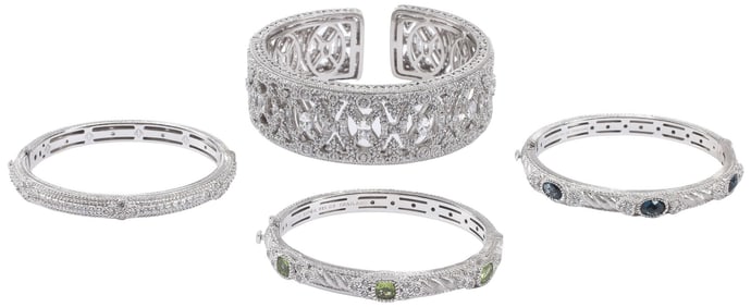 (4) ESTATE JUDITH RIPKA STERLING SILVER & CUBIC ZIRCONIA BRACELETS