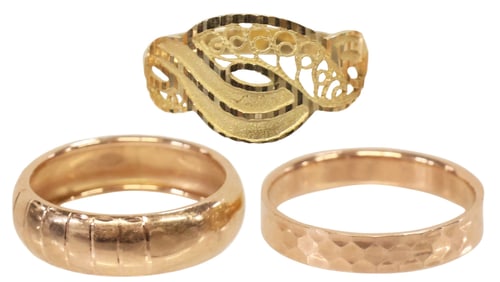 (3) ESTATE 14KT ROSE & YELLOW GOLD RINGS