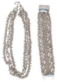 (2) MICHAEL DAWKINS STERLING SILVER MULTISTRAND CHAIN NECKLACE & BRACELET