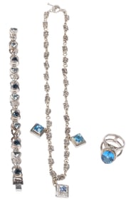 (3) MICHAEL DAWKINS STERLING, DIAMOND & BLUE TOPAZ JEWELRY SUITE